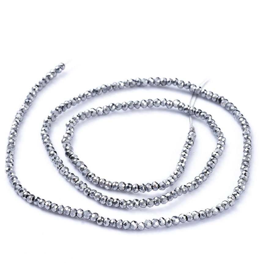 Cristale rondele 2.5x1.5mm, electroplacate, gri inchis metalizat-sir 200-220 buc 1 buc