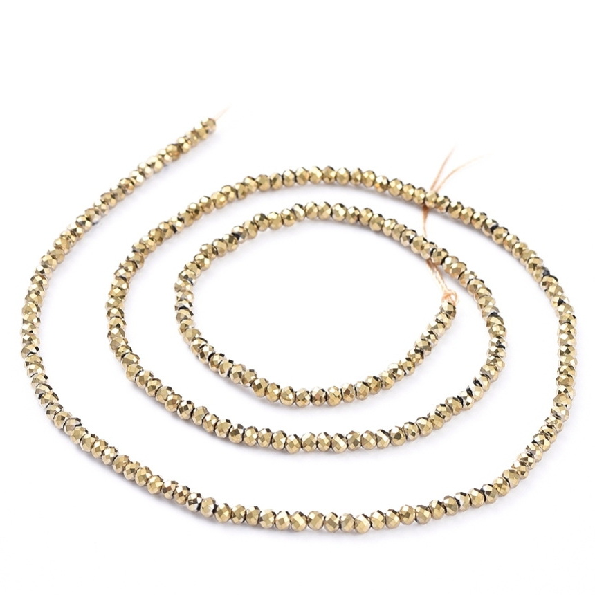 Cristale rondele 2.5x1.5mm, electroplacate, auriu deschis metalizat-sir 200-220 buc 1 buc