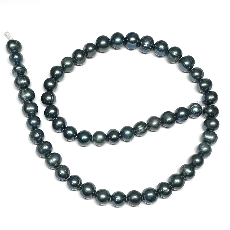 Perle cultura albastru inchis cu reflexe, 6~7x8mm-sir 53 buc(89 cm) 1 buc