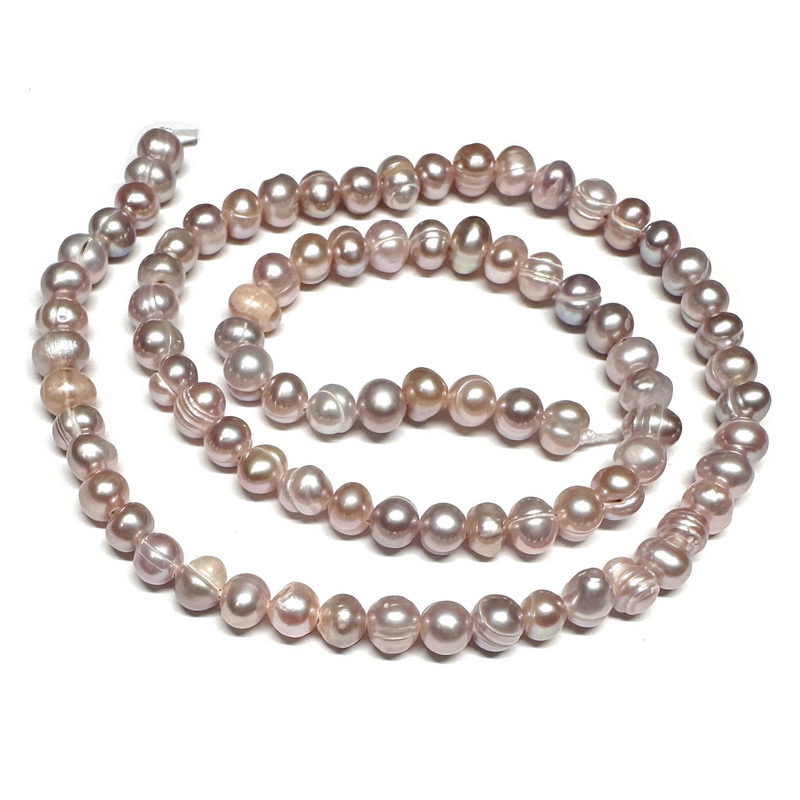 Perle cultura mov cu reflexe, 4~5mm-sir 86 buc(35 cm)