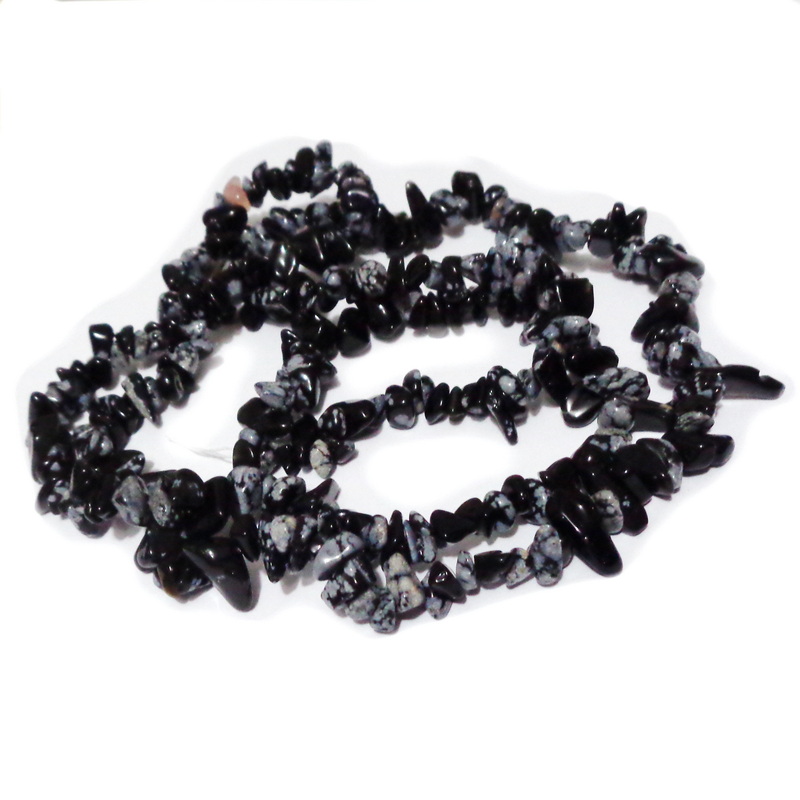 Chips obsidian fulg de nea, sirag 84-85cm 1 buc