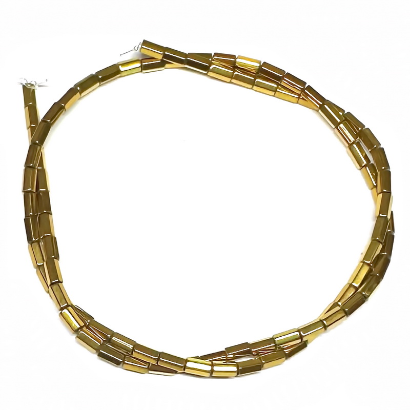 Hematit tubular fatetat, auriu, 5x2.5mm 1 buc