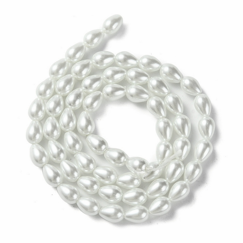 Perle sticla, albe, lacrima 7x5mm-sir 59 buc 1 buc
