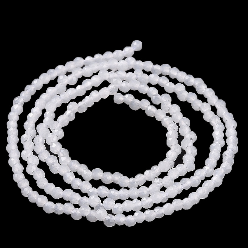 Cristale rotunde 2mm, opace, imitatie jad alb-sir 200 buc 1 buc