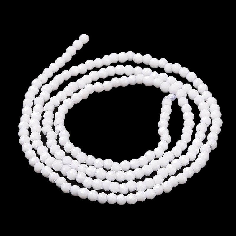 Cristale rotunde 2mm, opace, albe-sir 195 buc 1 buc