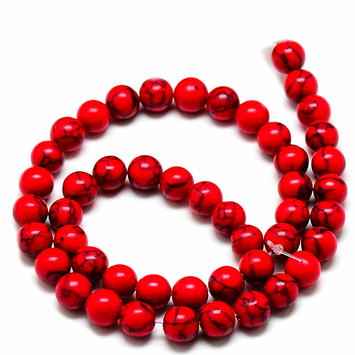 Turcoaz colorat rosu, 10 mm, orificiu 1.8mm-sir 38 buc 1 buc