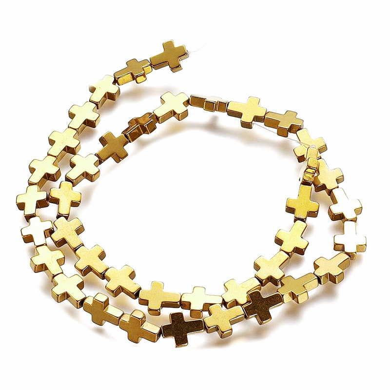 Hematit auriu, cruciulita 10x8x3mm-sir 39 buc 1 buc