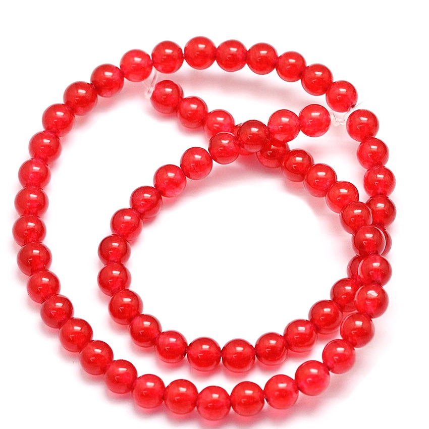 Jad translucid, rosu, 6mm-sir 64 buc 1 buc