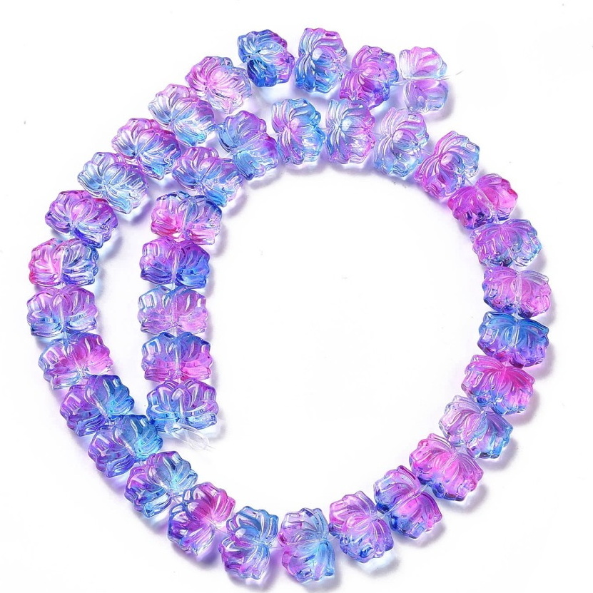 Cristal sticla, foare de lotus mov, 14x10x7mm-sir 38 buc 1 buc