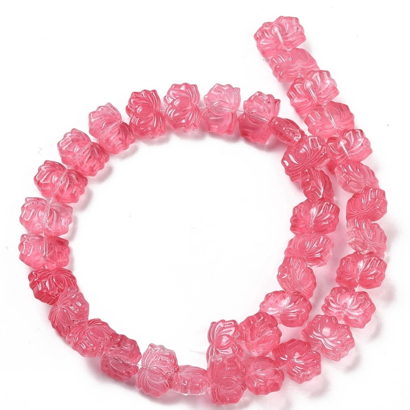 Cristal sticla, foare de lotus magenta, 14x10x7mm-sir 38 buc 1 buc