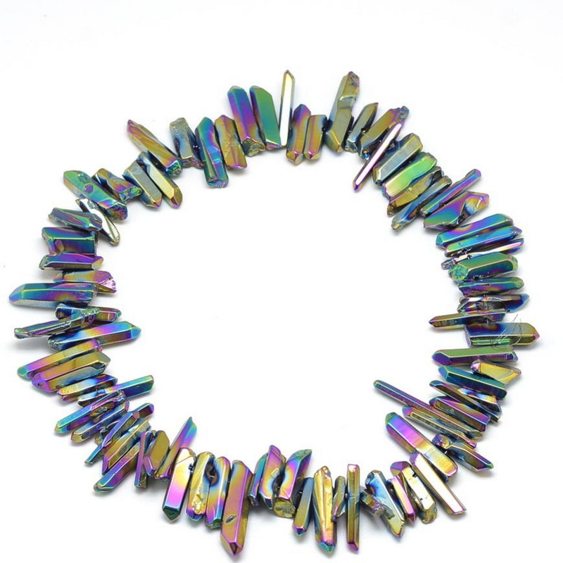 Cuart placat multicolor, nuggets 10~36x4~10x4~10mm-sir cca 80 buc(40 cm) 1 buc