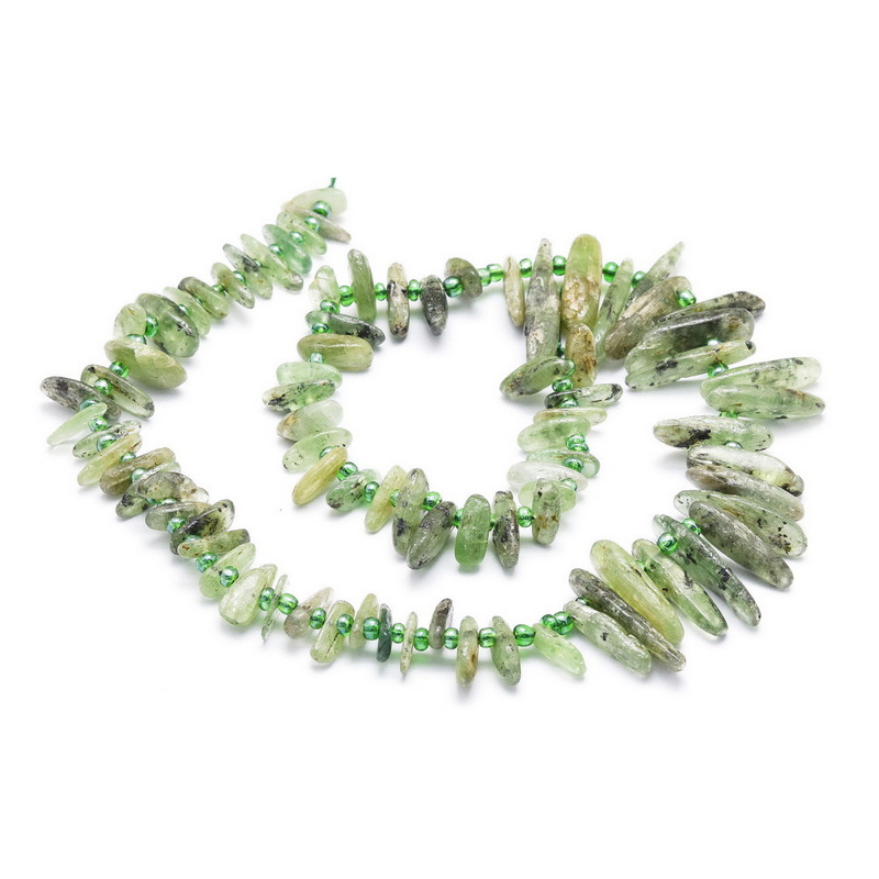 Cuart verde nuggets 9.5~30x4.5~7.5x1.5~5mm-sir cca 80 buc(40 cm) 1 buc
