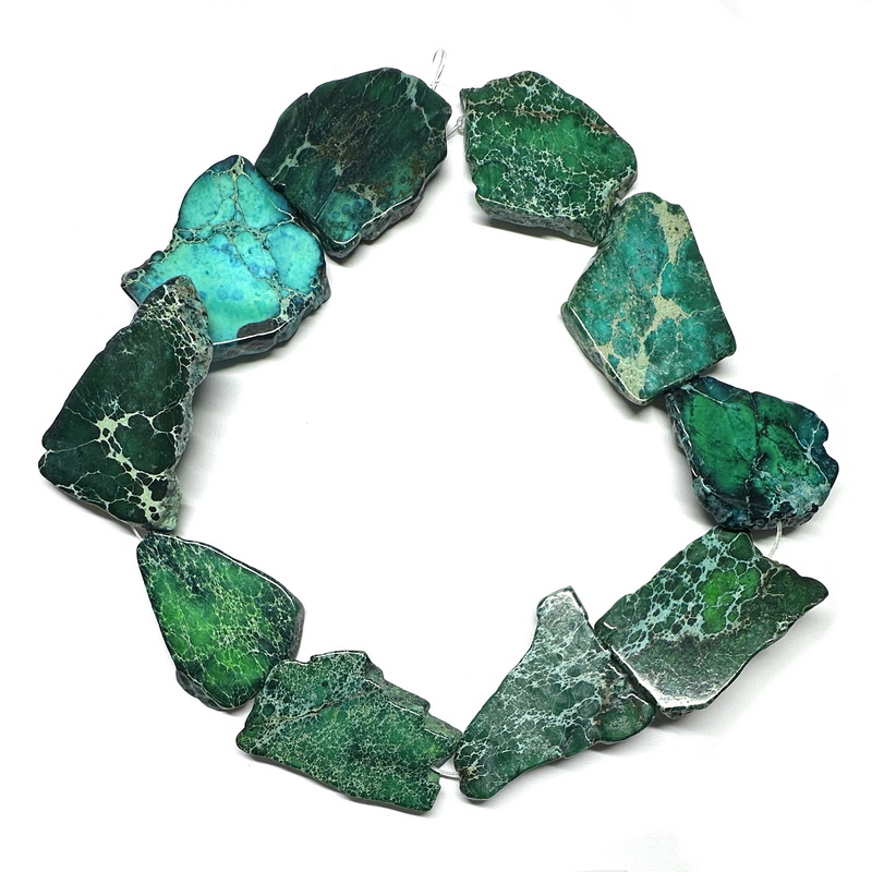 Jasp imperial verde, nugets, forme neregulate 20~62x15~50x4~7mm-sir 10 buc 1 buc