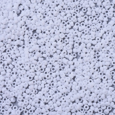 Margele Miyuki Rocailles,11/0, 2x1.3mm (RR402F) Matte White-5g 1 buc