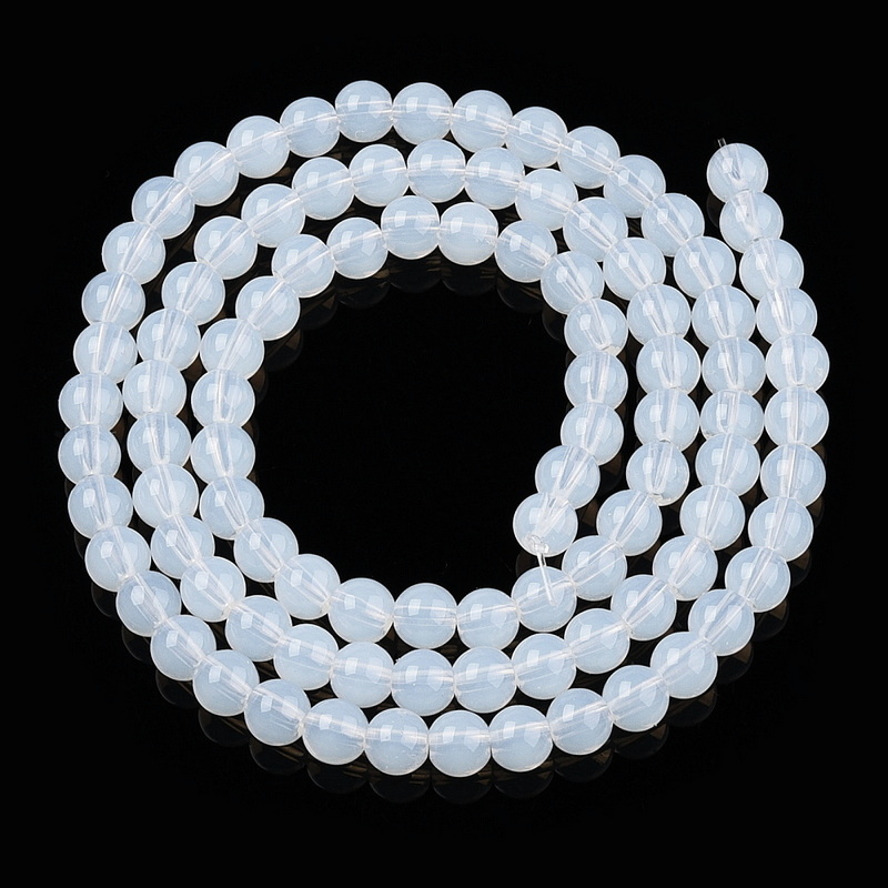 Margele sticla, albe semitransparente, 4mm-sir 97-99 buc 1 buc
