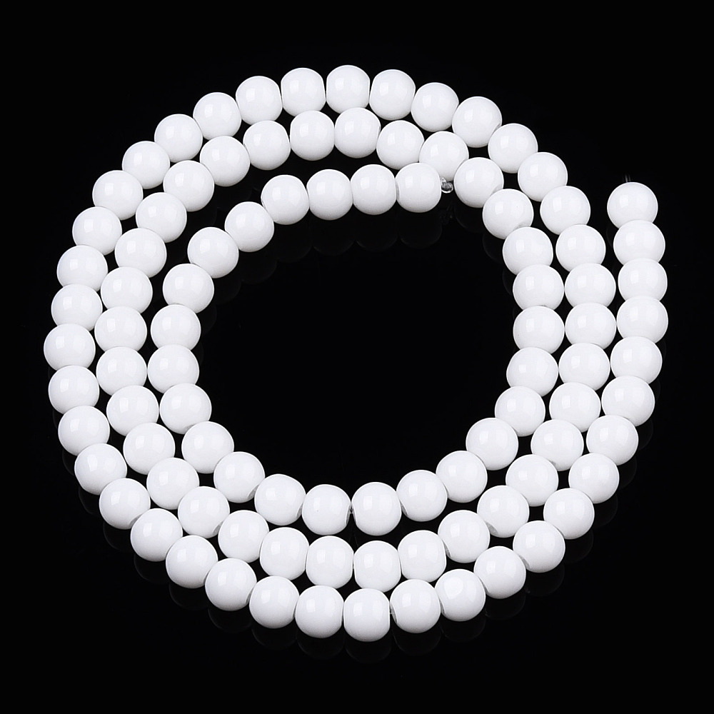 Margele sferice 4mm, albe-sir 97-98buc 1 buc