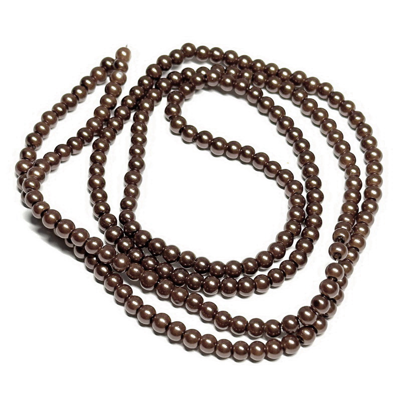 Perle sticla, maro, 3~4mm-sir cca 195 buc 1 buc