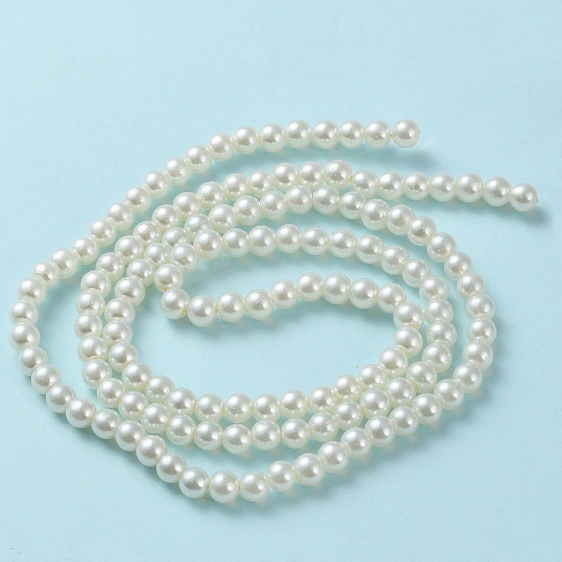 Perle sticla crem 6mm-sir cca 135 buc 1 buc