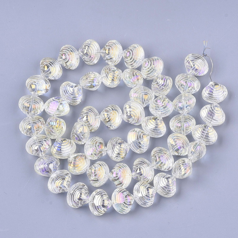 Margele sticla transparenta electroplacata AB, scoica 15x12x10mm-sir 50 buc 1 buc