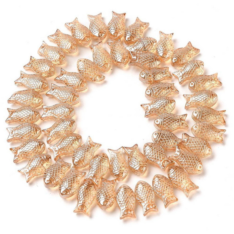 Margele sticla electroplacata, aurie, pesti 15x10x8mm-sir 50 buc 1 buc
