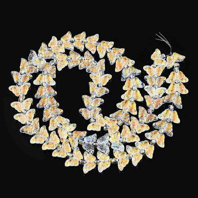 Margele sticla transparenta electroplacata AB, fluturi 15x8x4mm-sir 66-69 buc 1 buc