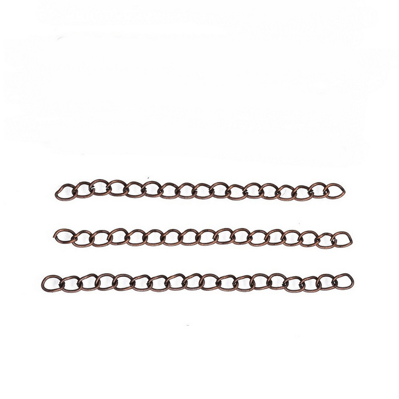 Lant extindere culoare cupru, lungime 7cm, zale 5.5x3.5x0.8mm 10 buc