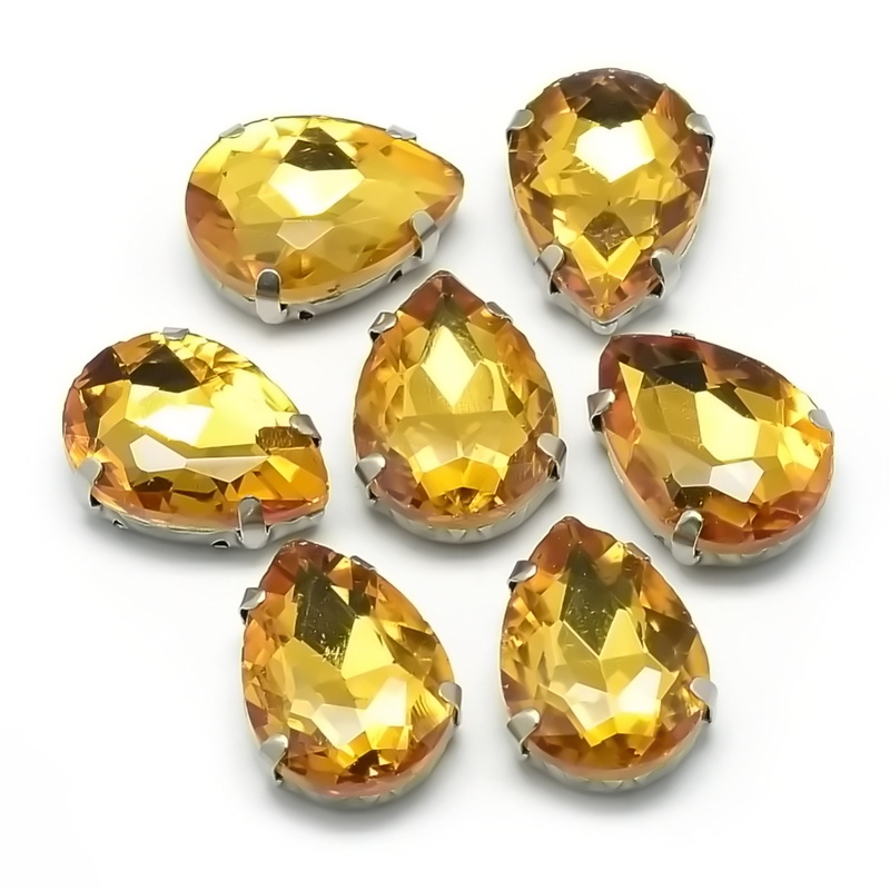 Margele montee rhinestone pe baza otel inoxidabil 201, sticla, aurii, lacrima 18x13x6.5mm 1 buc
