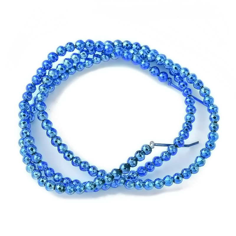 Hematit fatetate, electroplacat bleu, 3mm-sir 142 buc 1 buc