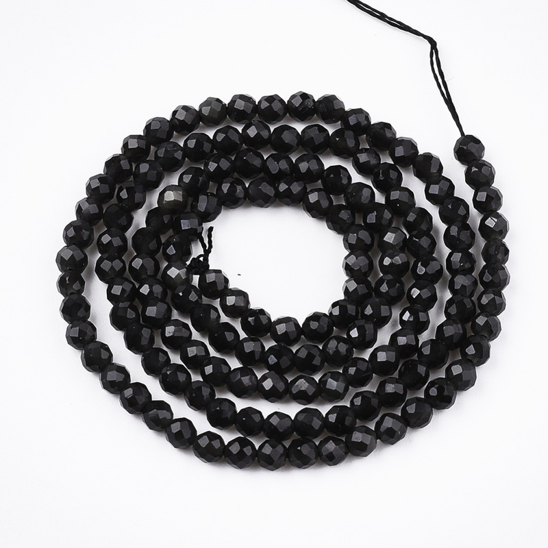 Obsidian negru, fatetat 3mm-sir 139buc 1 buc
