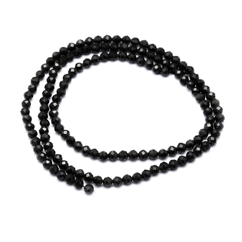 Obsidian negru, fatetat 3mm-sir 113buc 1 buc