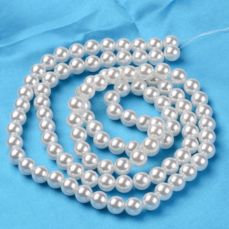 Perle plastic ABS, albe, 8mm-sir 140 buc 1 buc