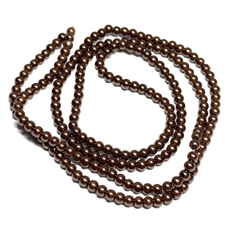 Perle sticla, maro, 4mm-sir aprox.200 buc 1 buc