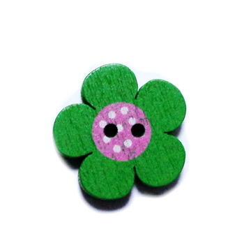 Nasturi lemn, floare verde, 19x19x4mm