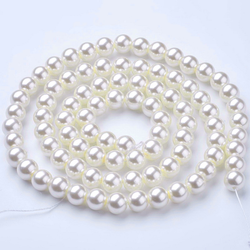 Perle sticla crem 10mm-sir aprox 80 buc 1 buc