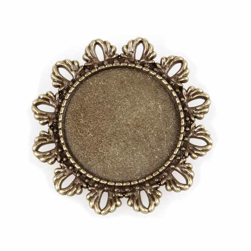 Baza cabochon, bronz, brosa, 40mm, pt.cabochon 25mm 1 buc
