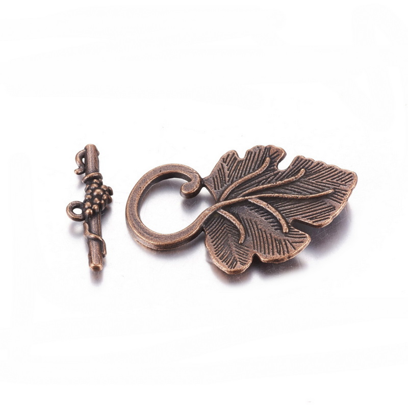 Inchizatoare toggle, cupru, frunza 36x22x4.5mm 1 buc