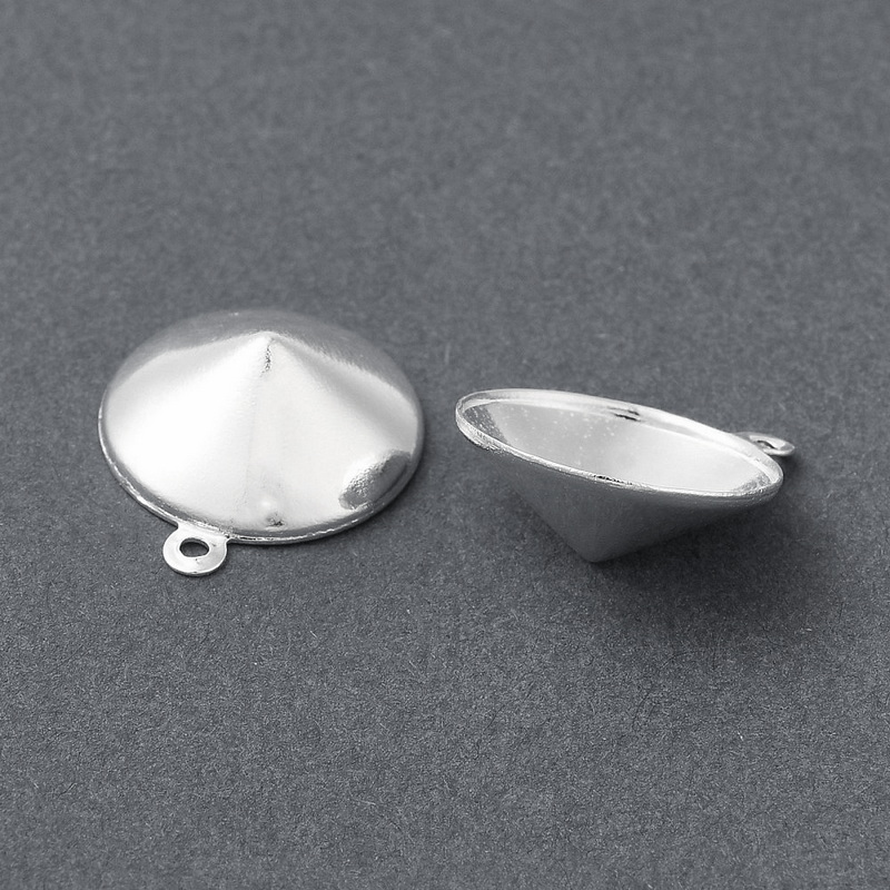 Baza pandantiv otel inoxidabil 304, argintiu, 17x14.5x5.5mm,  pt. rivoli rhinestone 13.5mm 1 buc