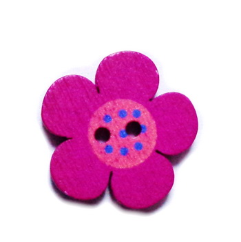 Nasturi lemn, floare magenta, 19x19x4mm 1 buc