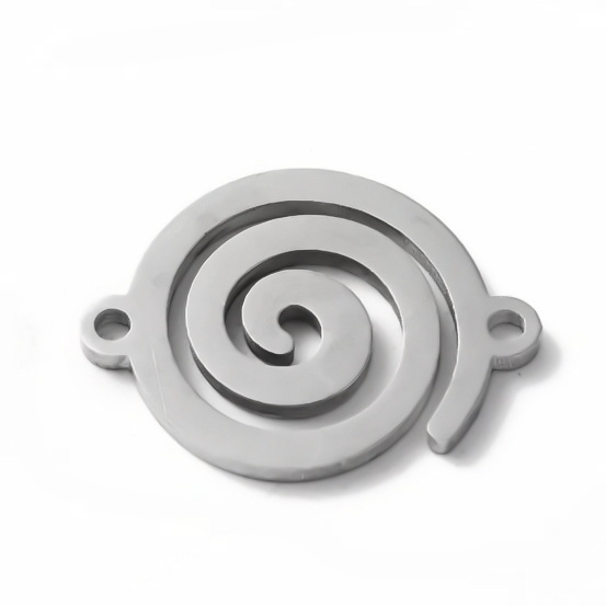 Conector/link otel inoxidabil 304, argintiu inchis, vortex, 15x11x1.1mm 1 buc