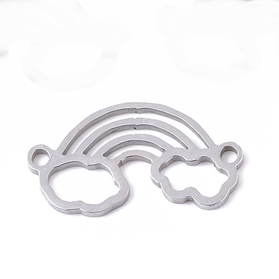 Conector / link otel inoxidabil 304, argintiu inchis, curcubeu cu norisori, 19x10x1mm 1 buc