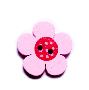 Nasturi lemn, floare roz, 19x19x4mm