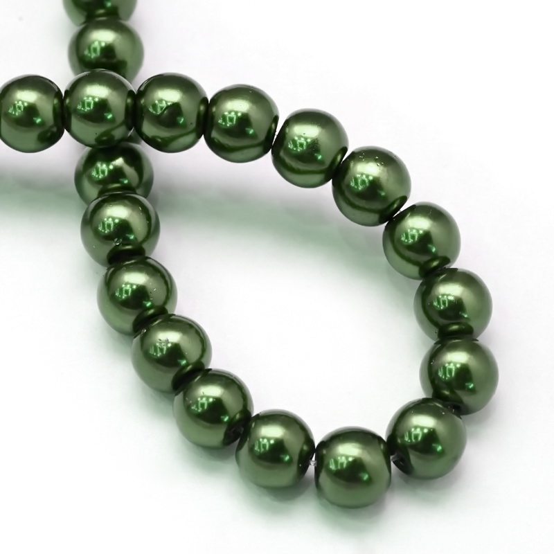 Perle sticla verde-kaky 6mm-sir 140 buc 1 buc