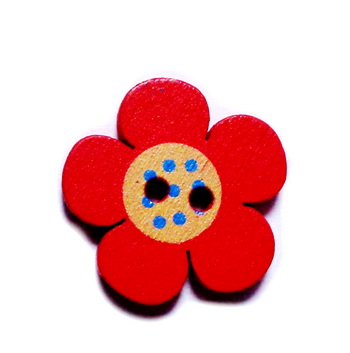 Nasturi lemn, floare rosie, 19x19x4mm 1 buc