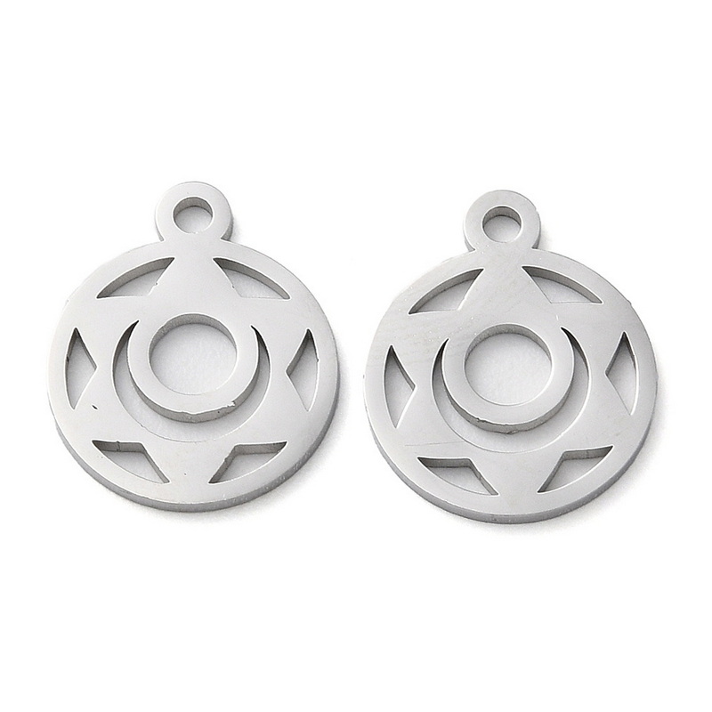 Pandantiv otel inoxidabil 304, chakra SVADHISTHANA, 15x12x1mm 1 buc