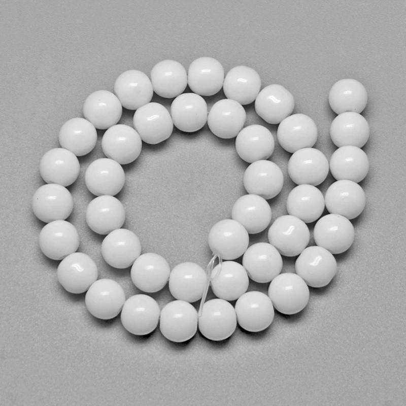 Margele sticla sferice, albe, 8mm-sir 42 buc 1 buc