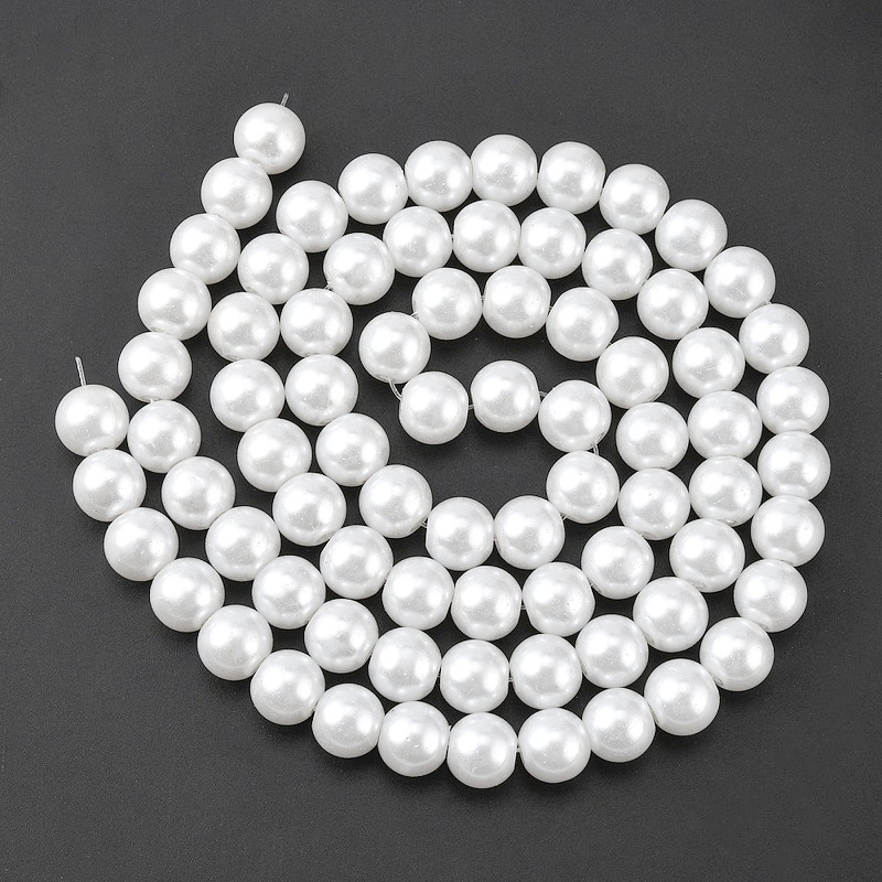 Perle sticla albe, 10mm(putin zgariate)-sir 80-81 buc 1 buc