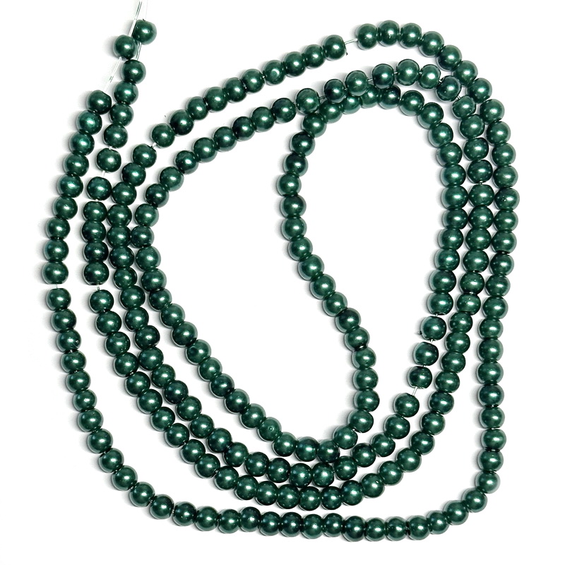 Perle sticla verde-smarald, 4mm-sir aprox 210 buc 1 buc