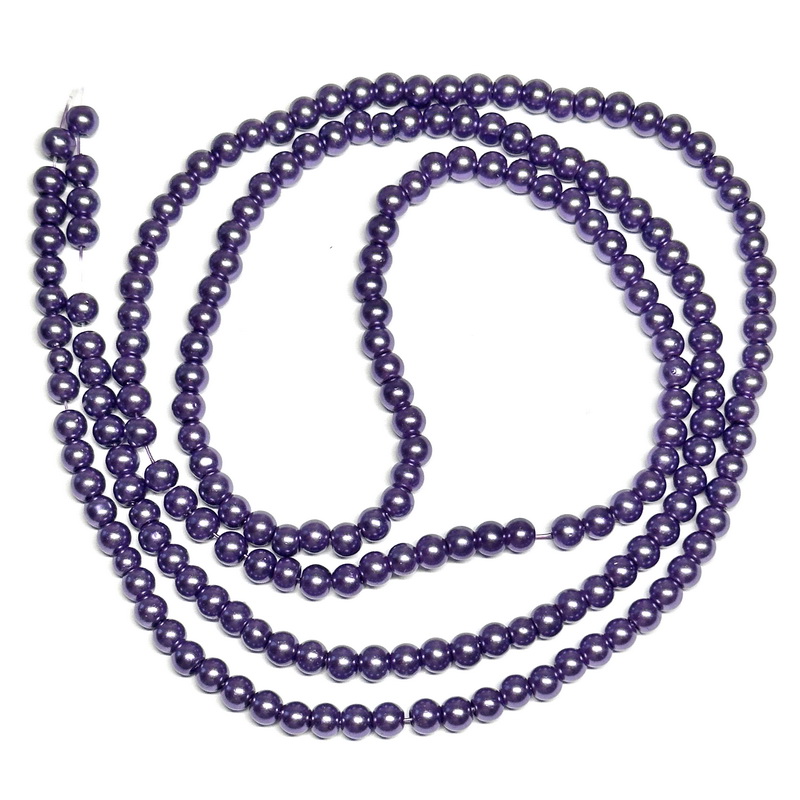 Perle sticla violet, 4mm-sir 200-210 buc 1 buc