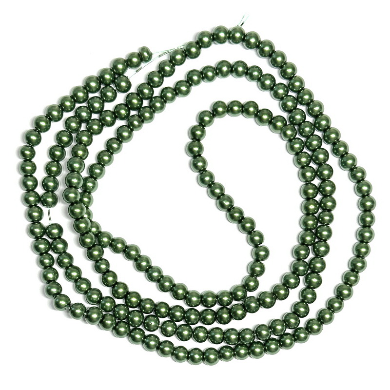 Perle sticla verde incis, 4mm-sir aprox 210 buc 1 buc