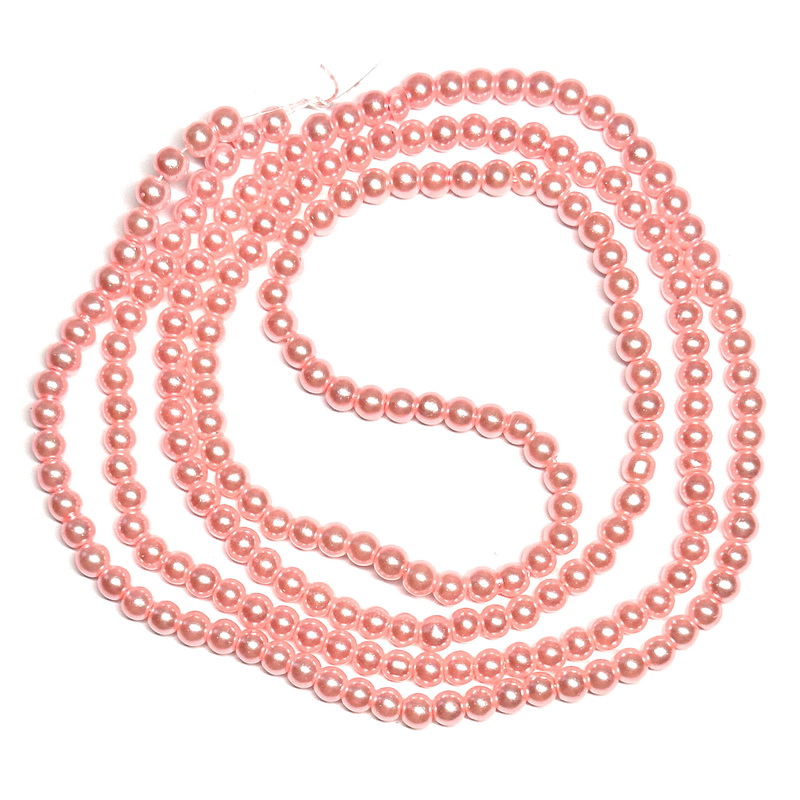 Perle sticla roz deschis, 4mm-sir 210-220 buc 1 buc